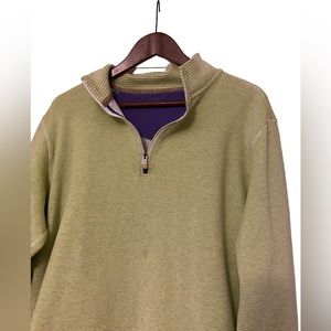 ROBERT GRAHAM Mens Large Green Cotton 1/4 Zip Sweater